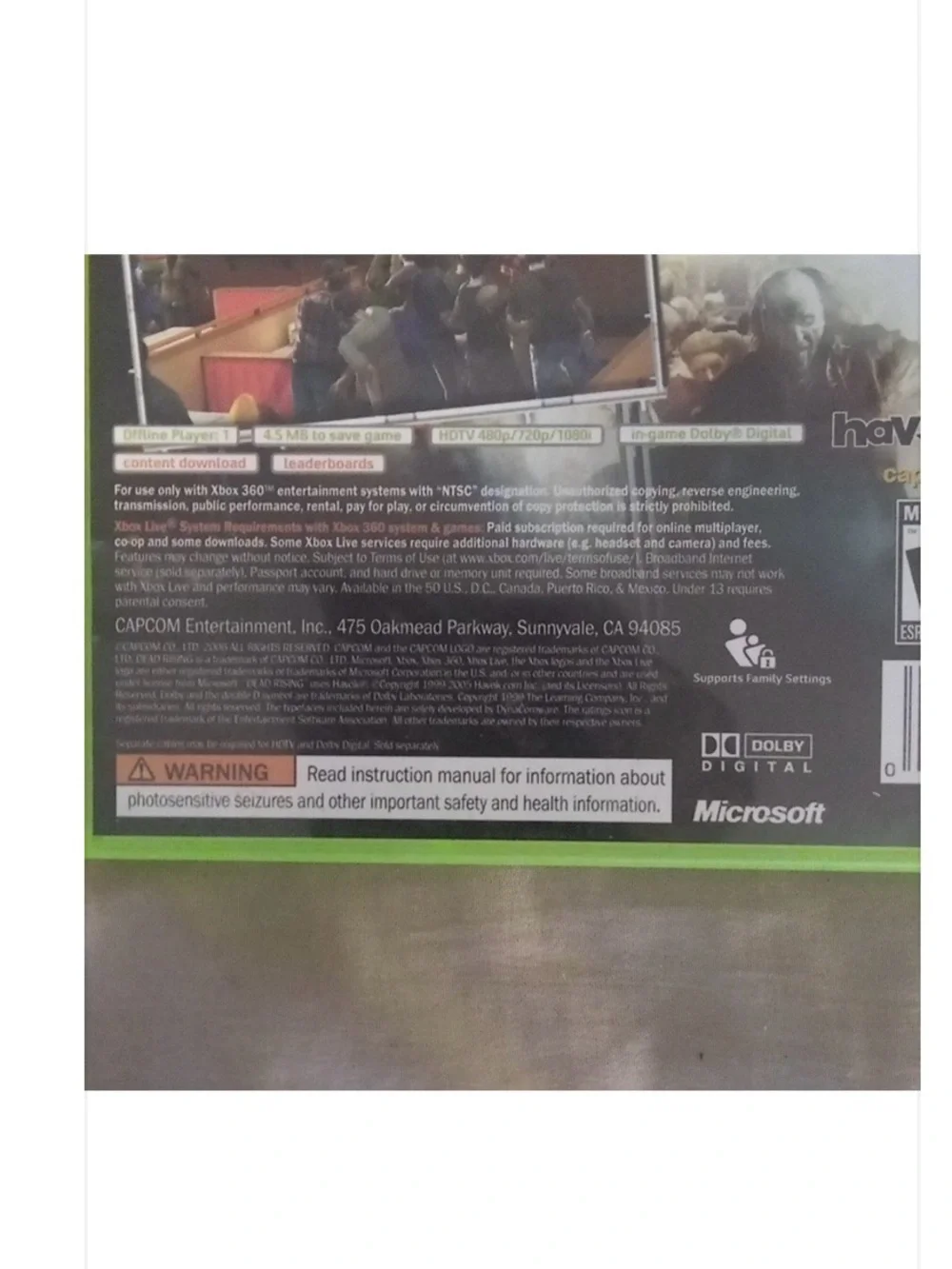 DEADRISING XBOX 360 Video Game 2006 Y2K Capcom/Microsoft PLAYS FINE M For Mature